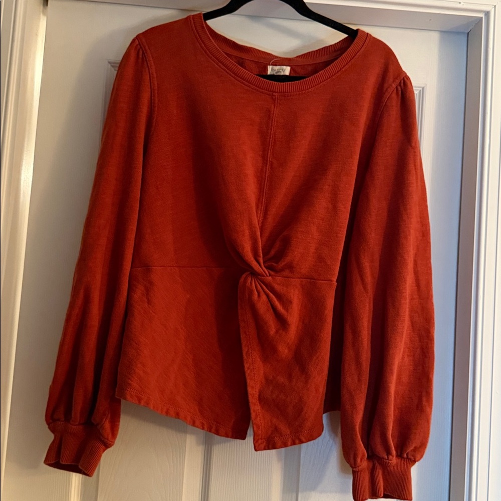 Pilcro Terracotta burnt Orange Twist-Front Blouse | Size XL | EUC